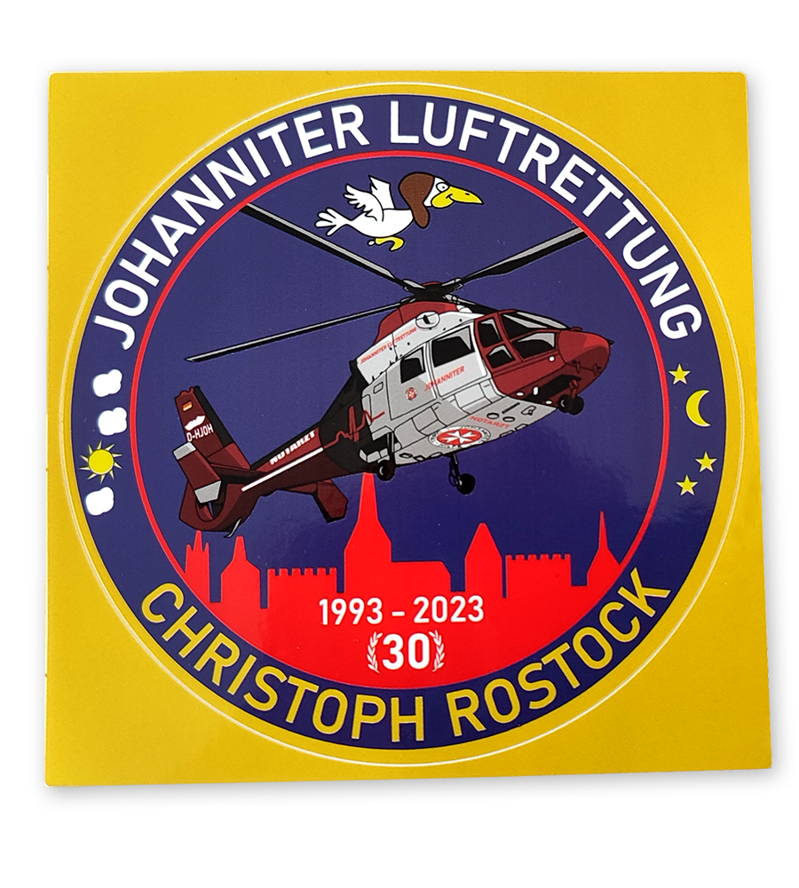 Aufkleber CH Rostock "30 Jahre" Johanniter Luftrettung